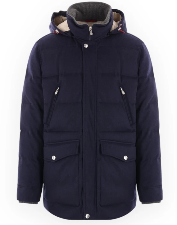 Parka in beaver di cashmere membrabato imbottito i - Taglia L - BRUNELLO CUCINELLI