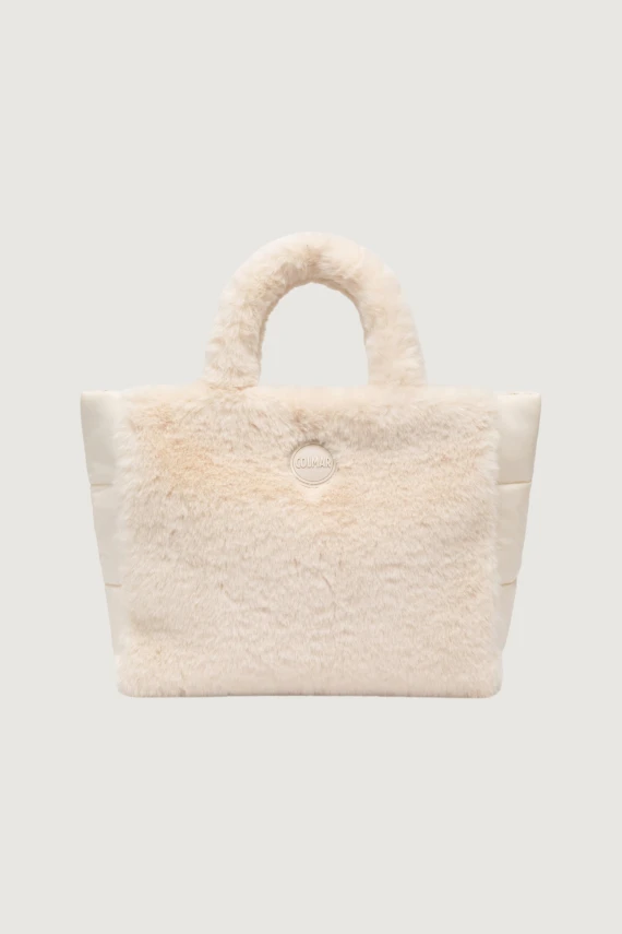 Borsa tote in pelliccia sintetica nude
