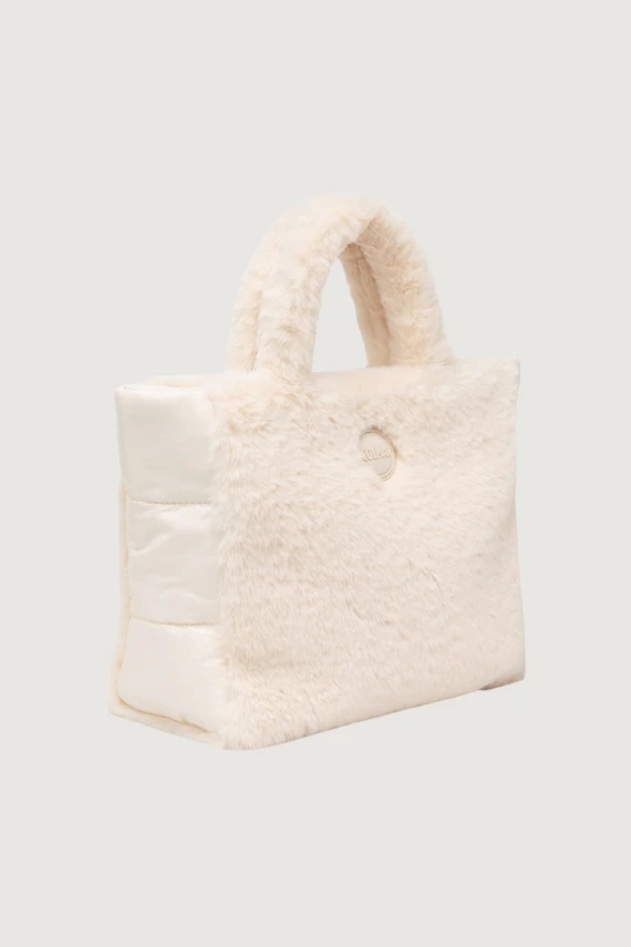 Nude faux fur tote bag COLMAR