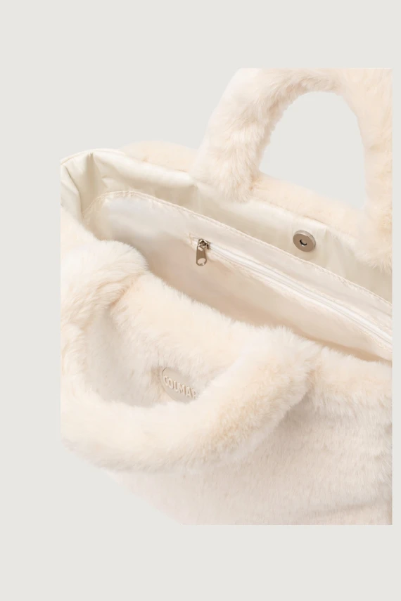 Nude faux fur tote bag COLMAR