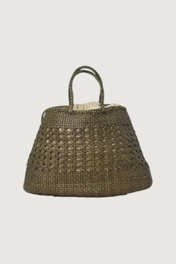 Khaki woven bucket bag Dragon
