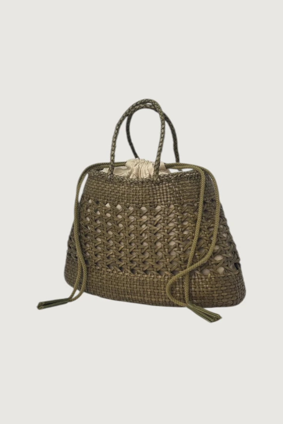 Khaki woven bucket bag Dragon