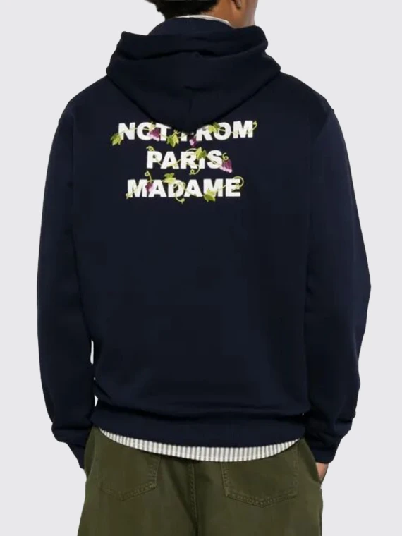 Embroidered hoodie in black and dark blue DRòLE DE