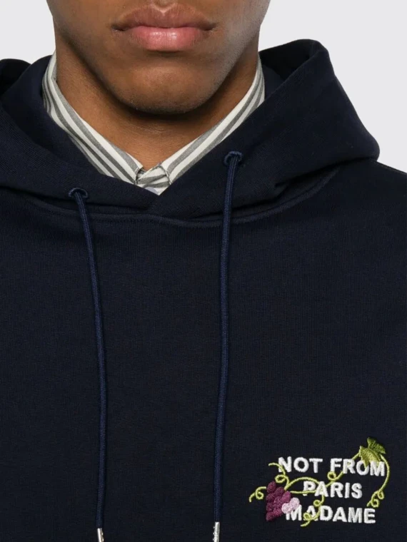 Embroidered hoodie in black and dark blue DRòLE DE