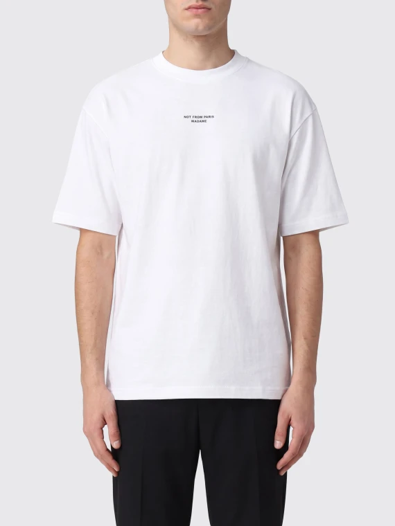 White cotton T-shirt with small front print DRòLE DE