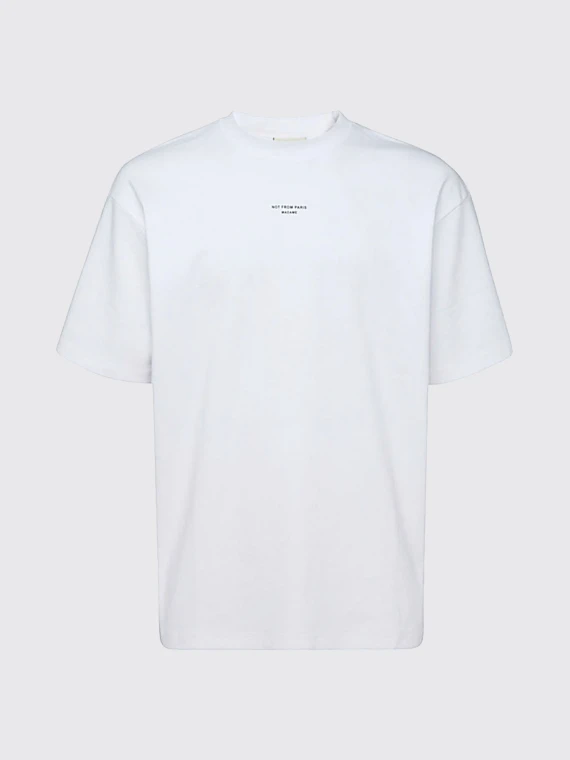 White cotton T-shirt with small front print DRòLE DE