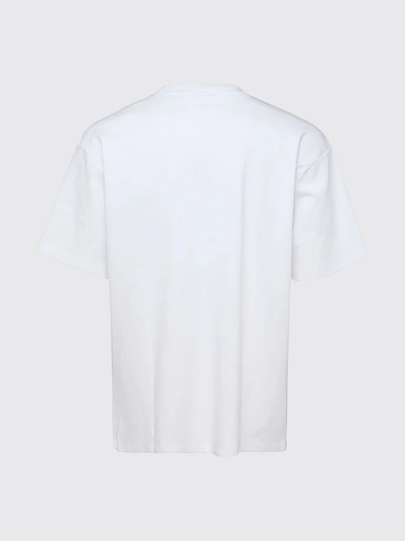 White cotton T-shirt with small front print DRòLE DE
