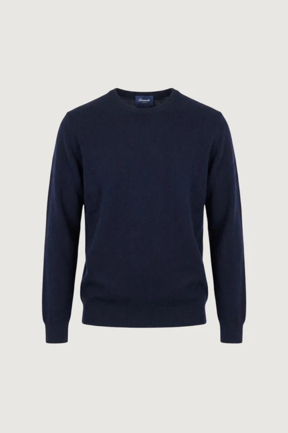 Maglione girocollo in lana e cashmere blu navy DRUMOHR
