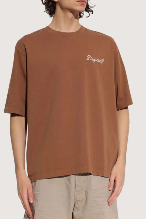 T-shirt marrone cioccolato loose DSQUARED2