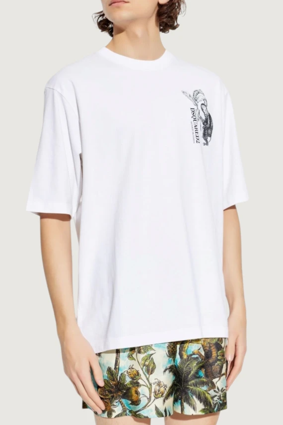 T-shirt bianca con grafica frontale DSQUARED2