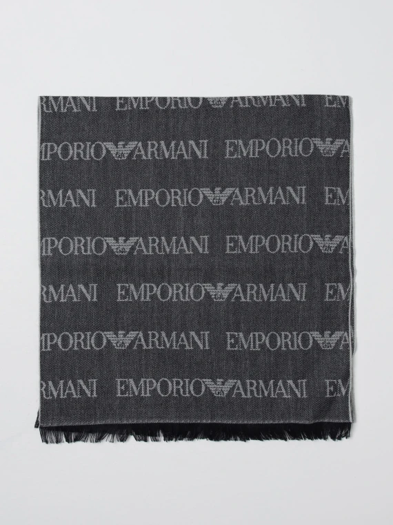 Dark grey wool and acrylic scarf EMPORIO ARMANI