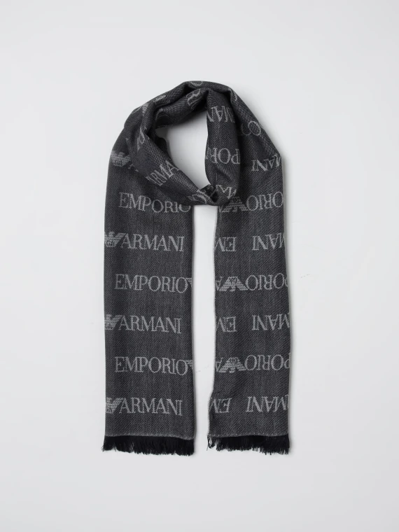 Dark grey wool and acrylic scarf EMPORIO ARMANI