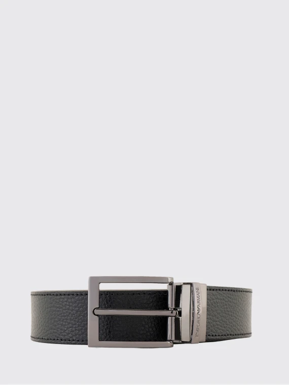 Cintura reversibile in pelle bovina grigia EMPORIO ARMANI