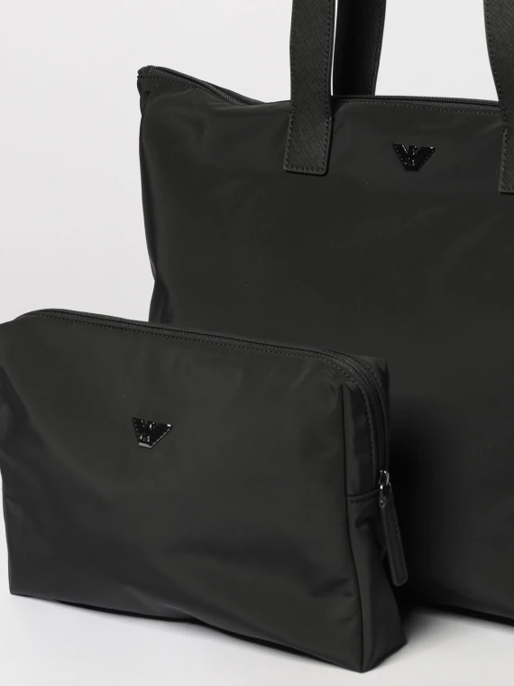 Shopper nera con pouch EMPORIO ARMANI
