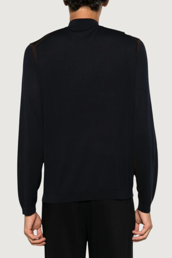 Black crew-neck sweater with dark brown details EMPORIO ARMANI