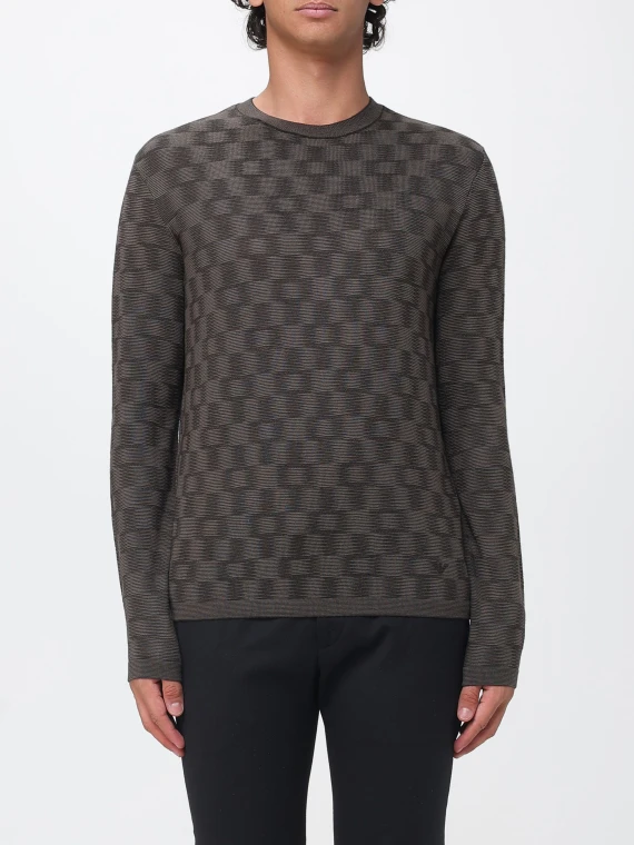 Maglione in lana vergine marrone scuro