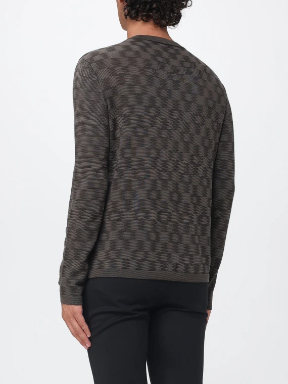 Maglione in lana vergine marrone scuro EMPORIO ARMANI