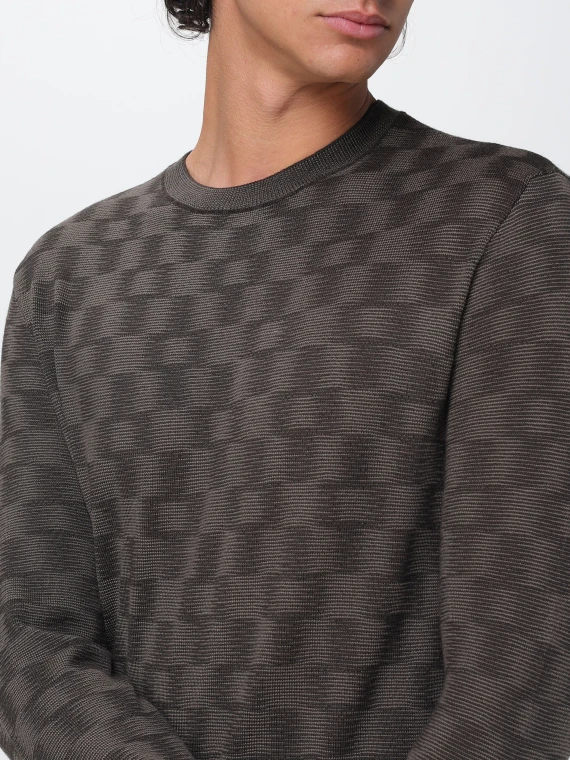 Maglione in lana vergine marrone scuro EMPORIO ARMANI