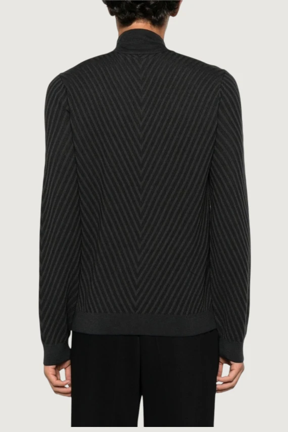 Maglione in lana vergine con collo alto e zip frontale EMPORIO ARMANI