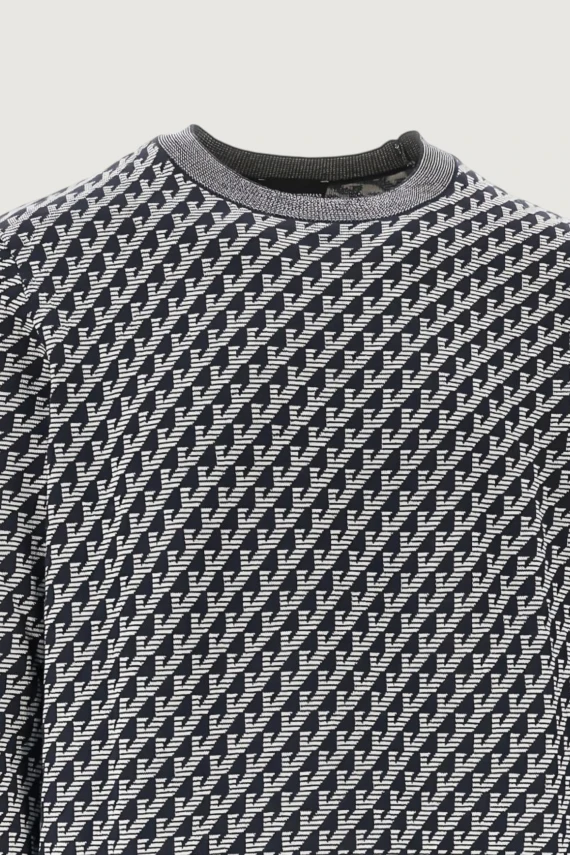 Maglione girocollo in lana vergine blu scuro EMPORIO ARMANI