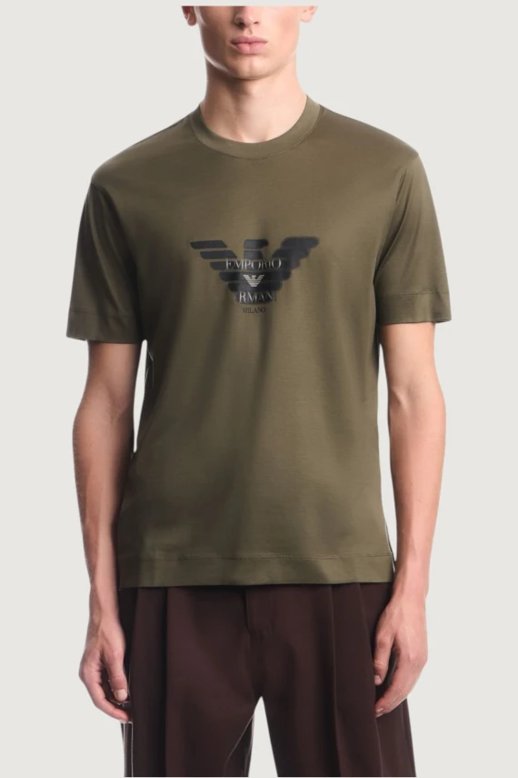 T-shirt verde bosco con logo EMPORIO ARMANI