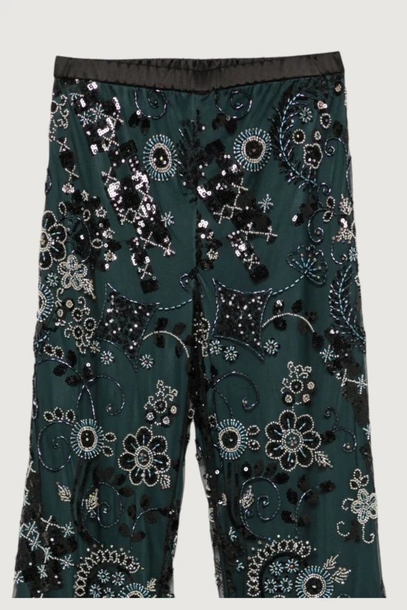 Dark green trousers with silver motif EMPORIO ARMANI