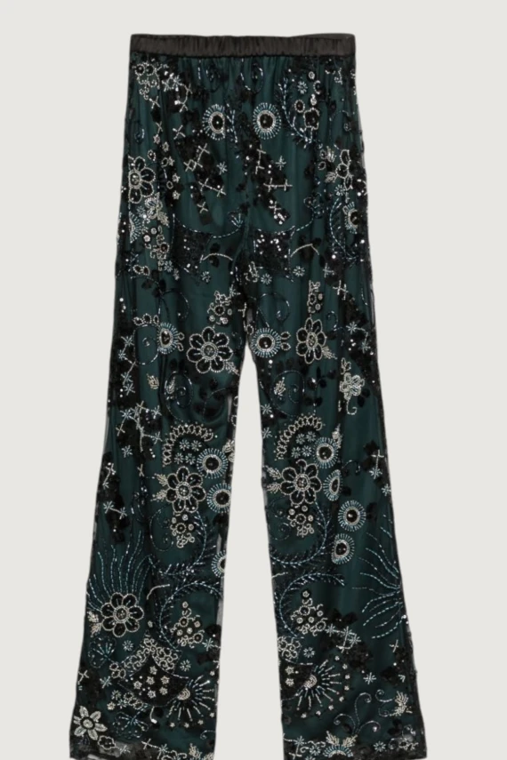 Dark green trousers with silver motif EMPORIO ARMANI