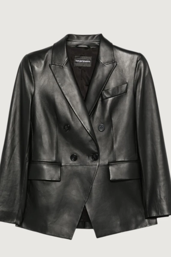 Blazer nero in pelle di agnello