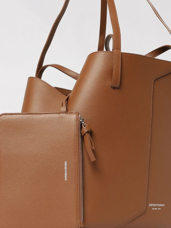 Beige cow leather shopping bag EMPORIO ARMANI