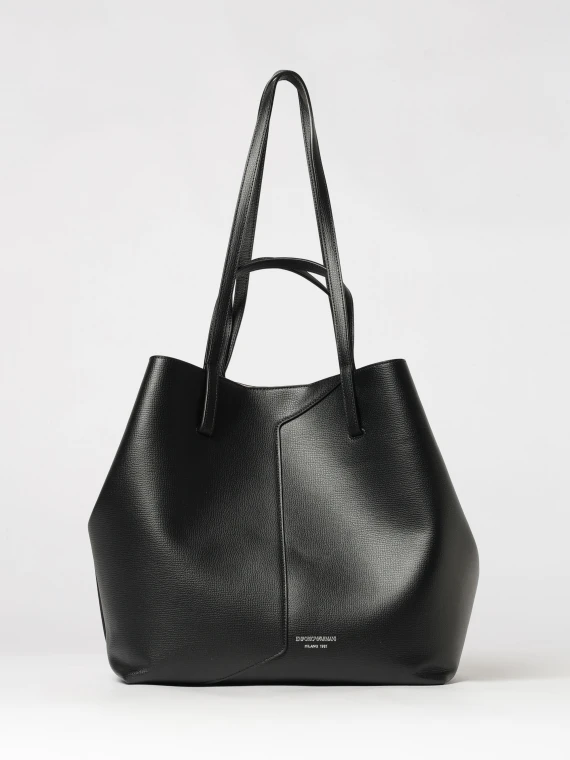 Shopping bag in pelle nera