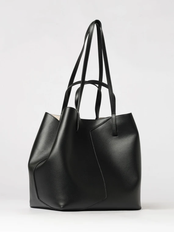 Black leather shopping bag EMPORIO ARMANI