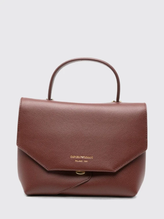 Borsa a mano in pelle marrone scuro