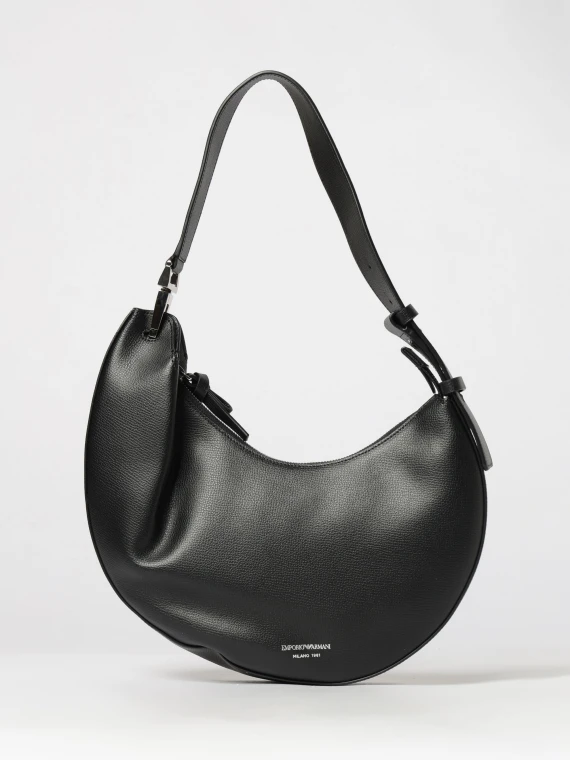 Borsa a spalla hobo a mezza luna in pelle bovina nera