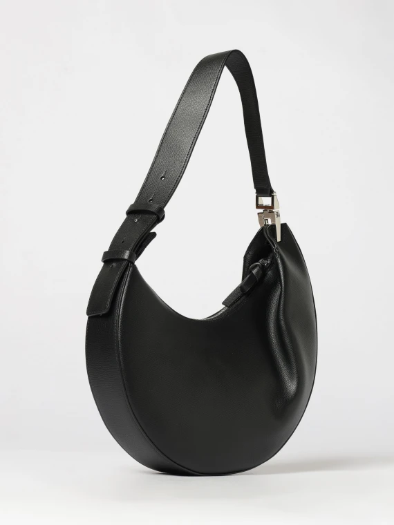 Black cow leather half-moon hobo shoulder bag EMPORIO ARMANI