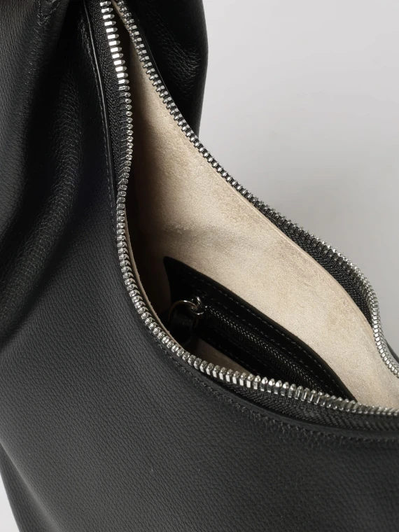 Black cow leather half-moon hobo shoulder bag EMPORIO ARMANI