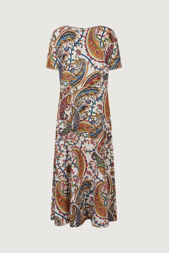 WOMEN'S MIDI A-LINE DRESS WITH SHORT SLEEVES