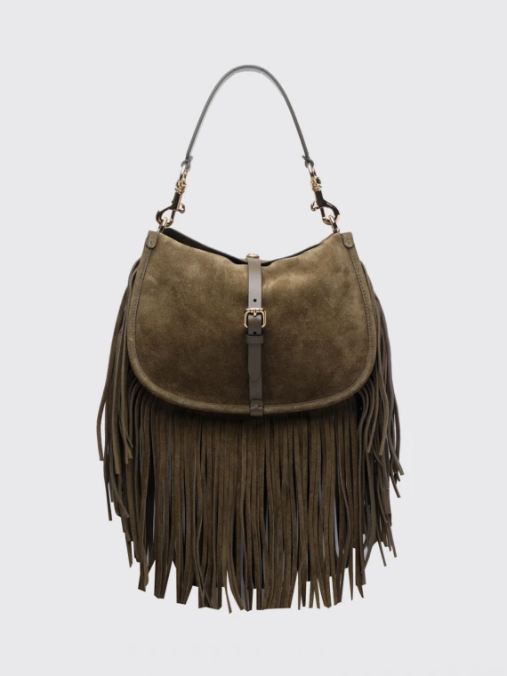 Borsa crossbody in pelle di vitello con frange