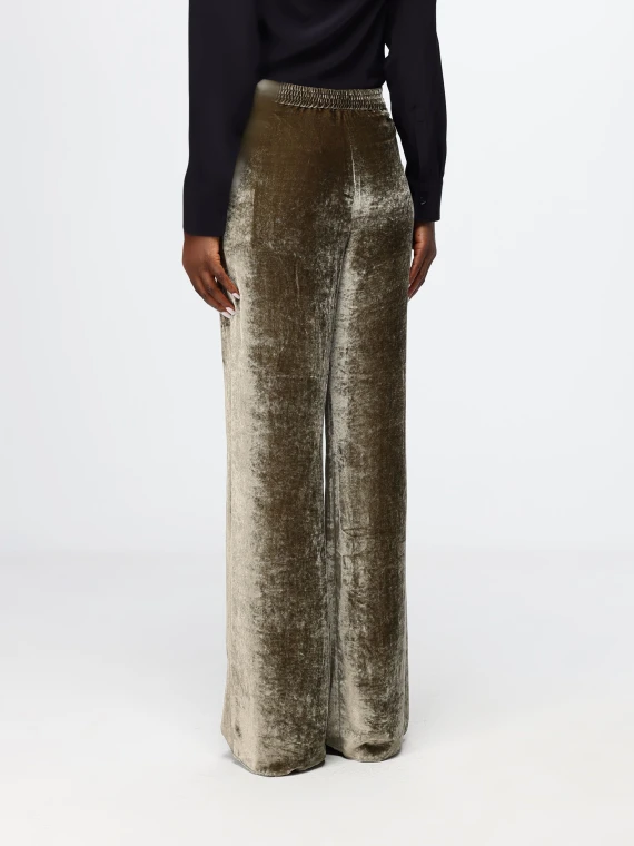Olive green and brown straight-leg trousers with velvet effect ETRO DONNA