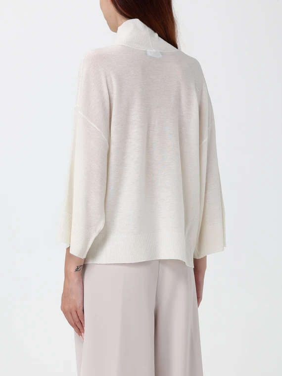 Maglia a collo alto in lana bianca con paillettes Fabiana Filippi