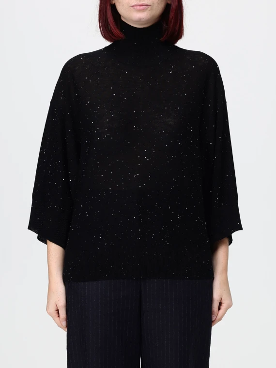 Maglia dolcevita nera con paillettes