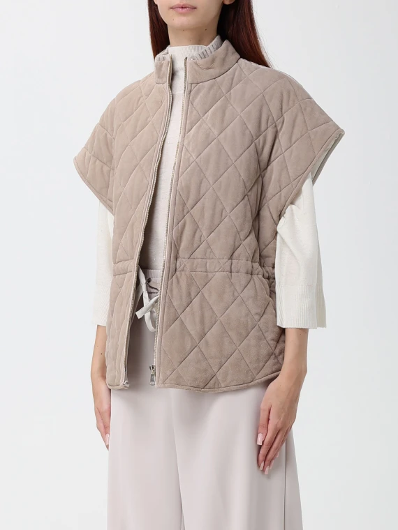 SUEDE COAT WITH DIAMOND-PATTERN QUILTING AND ULTRALI TECHNICAL DETAILS Fabiana Filippi