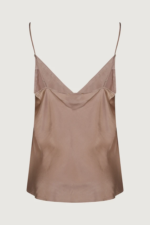 SHINY STRETCH SILK SATIN TOP