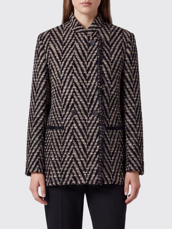 Giacca over-jacket jacquard chevron nera
