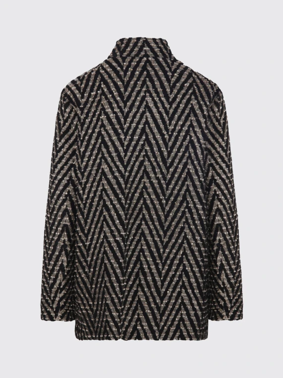 Giacca over-jacket jacquard chevron nera FORTE_FORTE