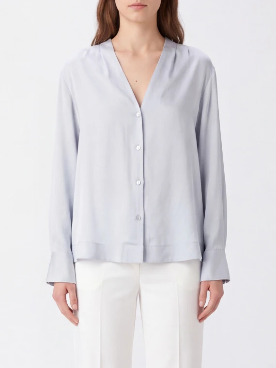 shirt with fringed scarf, silk satin FORTE_FORTE