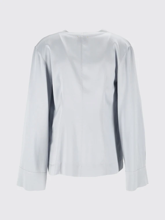Grey silk shirt with fringed scarf FORTE_FORTE