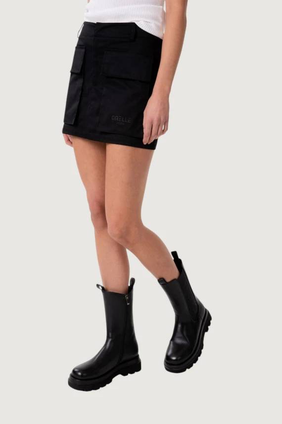 COTTON MINI SKIRT WITH LOGO APPLIQUE