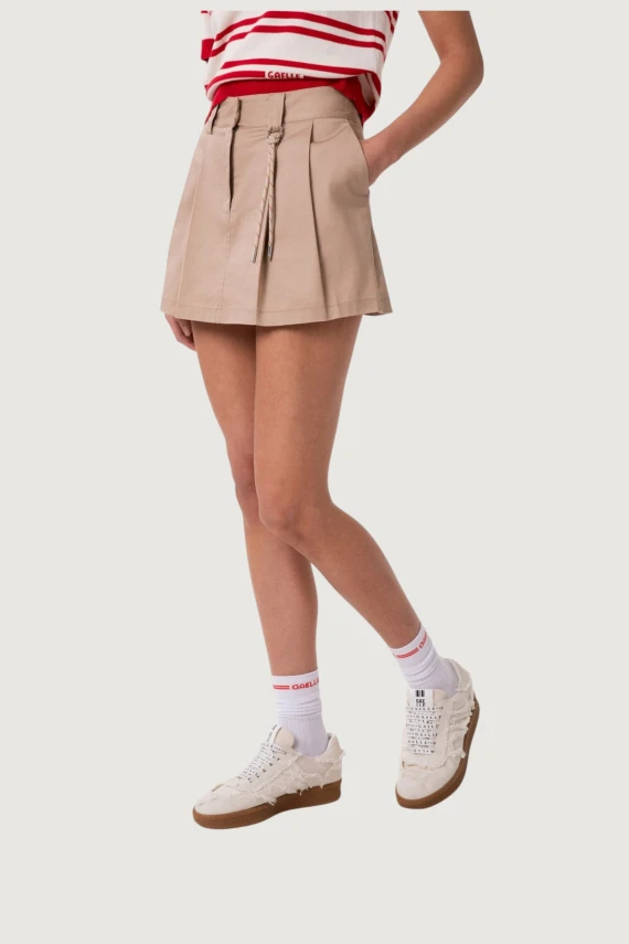 COTTON SHORT SKIRT WITH CONTRASTING POCKET BAG