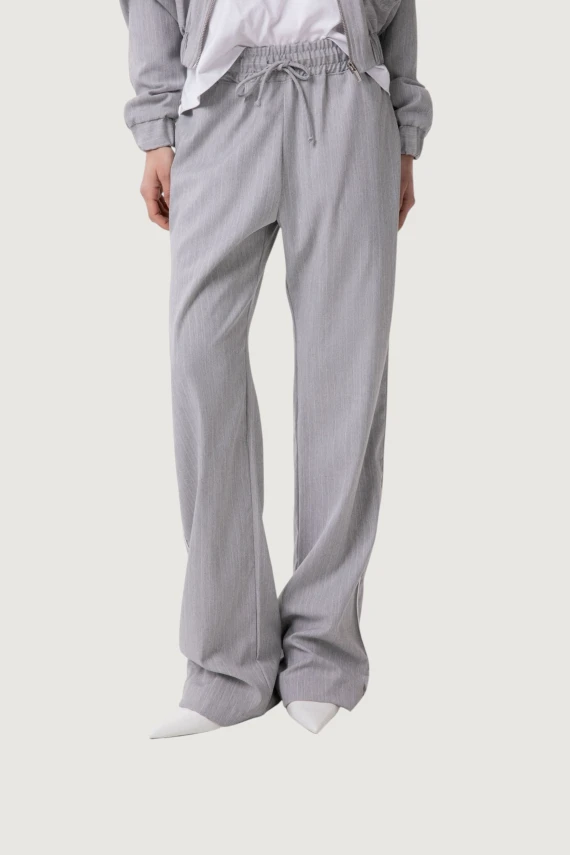 PINSTRIPE TROUSERS WITH EMBROIDERY ON BACK POCKET