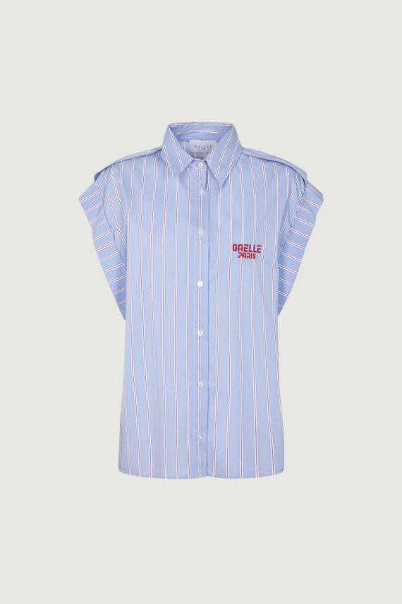 CAMICIA MANICA KIMONO IN BASTONETTO DI COTONE